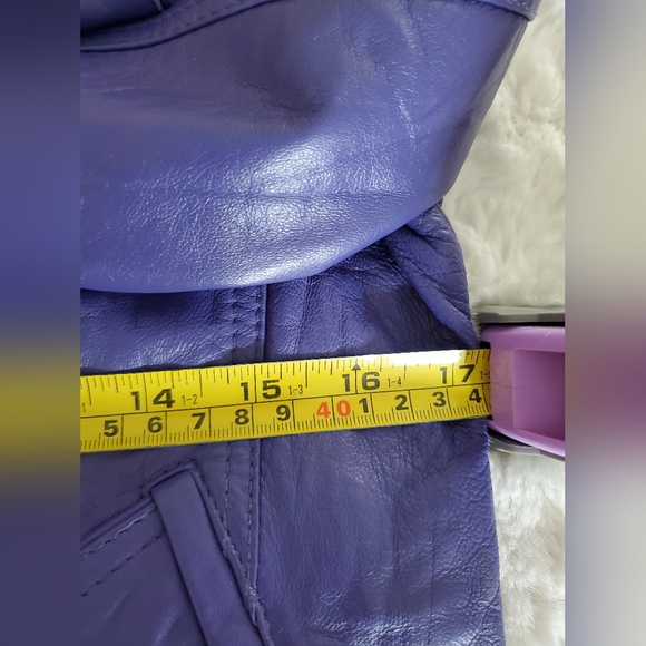 Purple 100% lambskin jacket CACHE LUXE, extremely soft, size  M - Picture 13 of 16